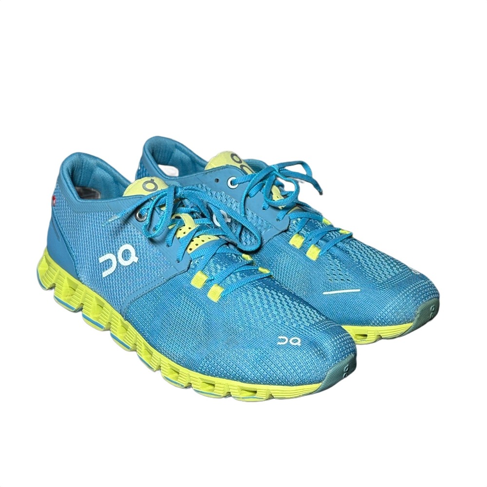 On Running Women's Blue and Neon Yellow Cloudflow Running Shoes